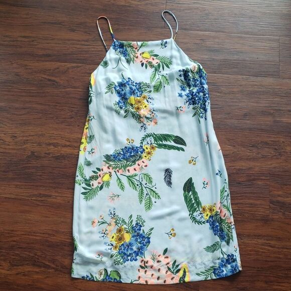 FARM Rio Dresses & Skirts - Farm Rio Blue Floral Toucan Y2K Chic Feminine Dainty Boho Mini Slip Dress